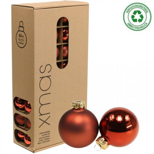 Artikel Kerstballen glas roest rode ballen mat/glanzend Ø4cm 60st