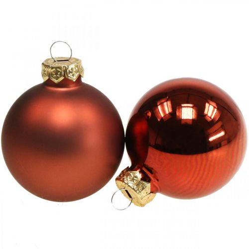 Artikel Kerstballen glas roest rode ballen mat/glanzend Ø4cm 60st