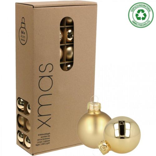 Floristik24 Kerstballen glas goud glazen bol mat/glanzend Ø4cm 60 st