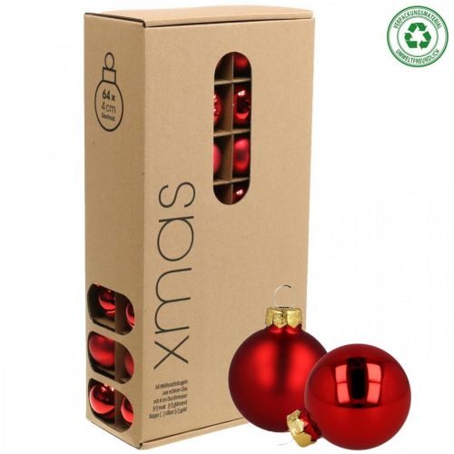 Floristik24 Kerstballen glas rood glazen bollen mat/glanzend Ø4cm 60 stuks