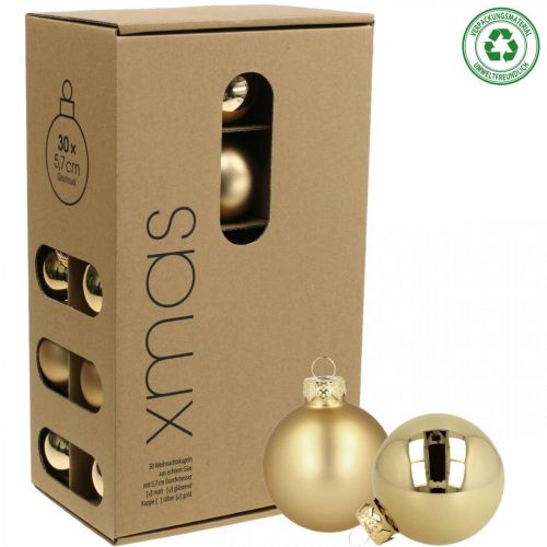 Floristik24 Kerstballen glas goud mat glanzend Ø5,5cm 26st