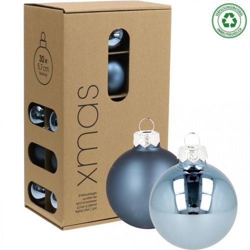 Floristik24 Kerstballen glas blauw mat glanzend Ø5,5cm 26st