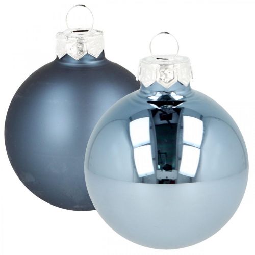 Kerstballen glas blauw mat glanzend Ø5,5cm 26st