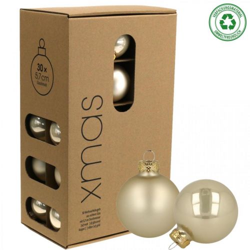 Floristik24 Kerstballen glas crème mat glanzend Ø5,5cm 26st