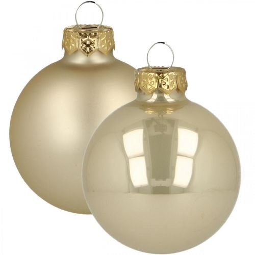 Floristik24 Kerstballen glas crème mat glanzend Ø5,5cm 26st