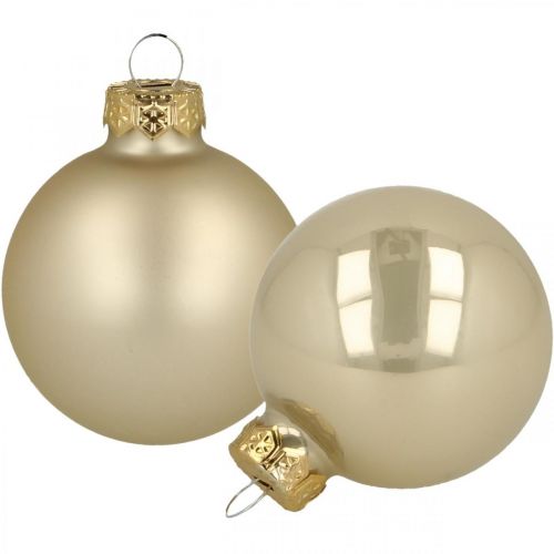 Floristik24 Kerstballen glas crème mat glanzend Ø5,5cm 26st