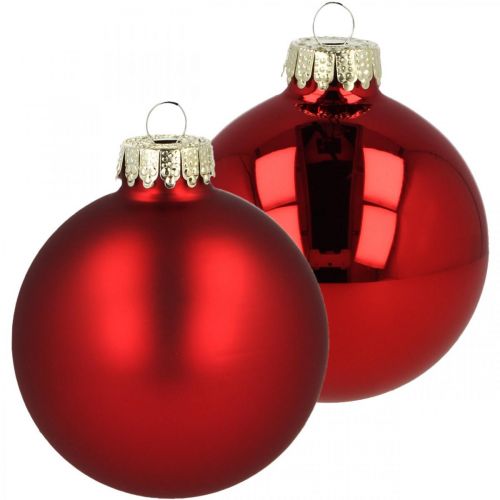 Artikel Kerstballen glas rood glazen bollen mat glanzend Ø8cm 14 stuks