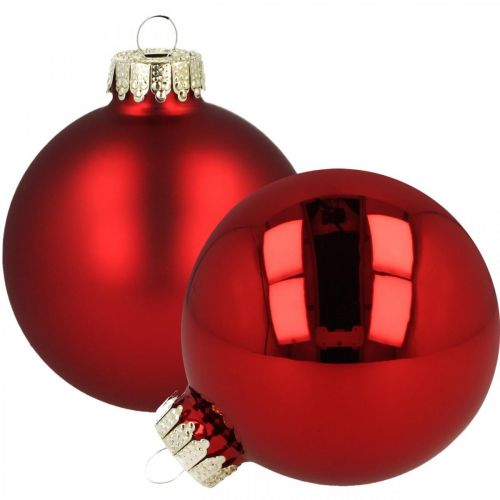 Floristik24.nl Kerstballen glas rood glazen bollen mat glanzend Ø8cm 14
