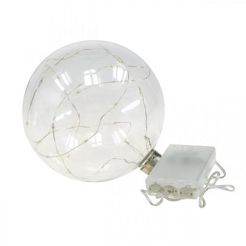 Floristik24 Kerstbal LED bal Ø10cm 15L binnenkant warm witte timer