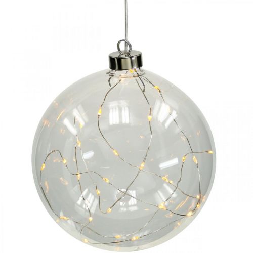 Floristik24 Kerstbal LED bal Ø10cm 15L binnenkant warm witte timer