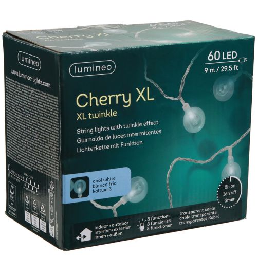 Artikel Bollichtketting kersen buiten koud wit 60 LED 900cm