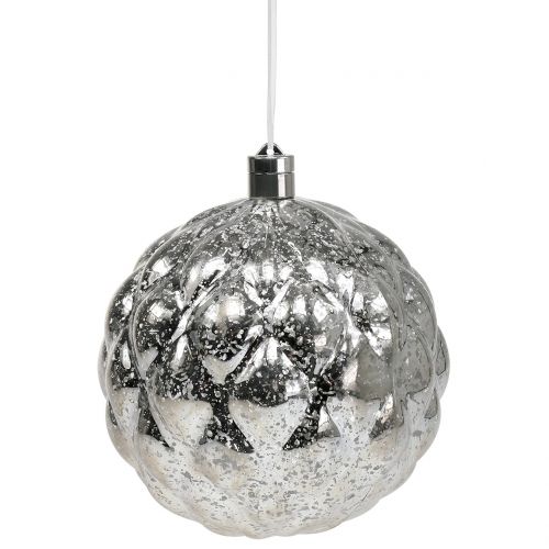 Bal plastic zilver Ø15cm LED voor batterijen