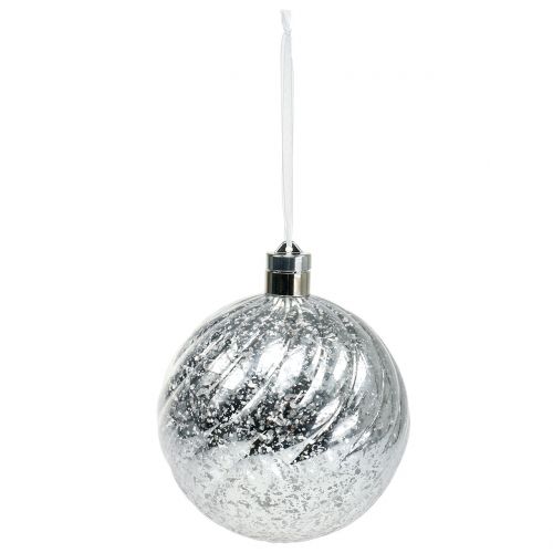 Floristik24 Bol kunststof zilver 15cm met 10 LED's en batterijen