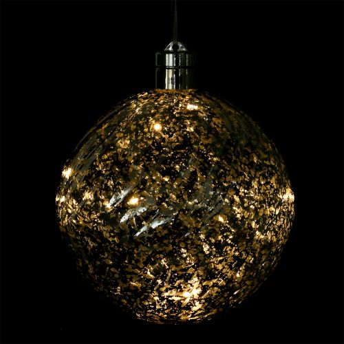 Floristik24 Bol kunststof zilver 15cm met 10 LED's en batterijen