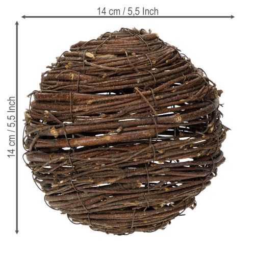 Artikel Wijnrankbol, naturel bruin, voor decoratie, Ø14cm H14cm
