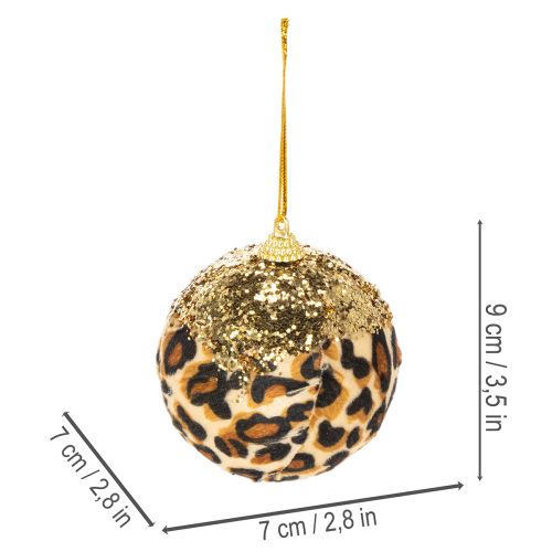 Kerstbal met luipaardprint en gouden glitter, 7 cm, 3 stuks | Floristik24.nl
