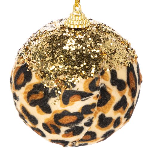 Kerstbal met luipaardprint en gouden glitter, 7 cm, 3 stuks | Floristik24.nl
