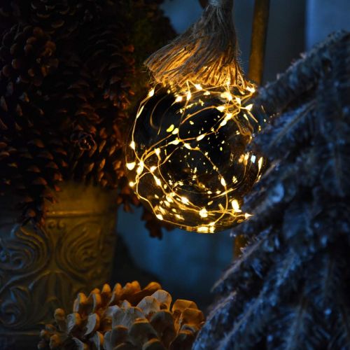 Floristik24 LED bal binnenlamp bal met touw Ø14cm 30L warm wit