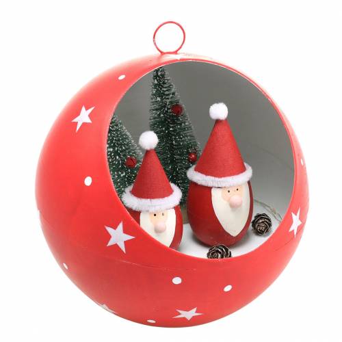 Kerstbal om Kerstmannen op te hangen en LED rood Ø20cm voor batterijen