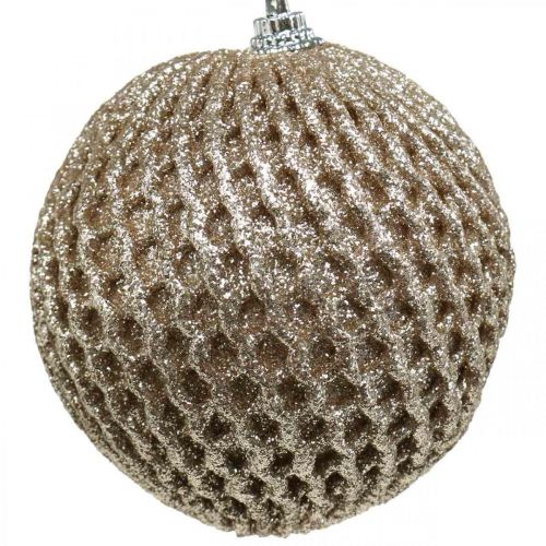 Floristik24 Kerstbal champagne honingraat boombol Ø8cm 6st