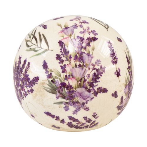 Artikel Keramieken bol met lavendelmotief keramiek decoratie paars crème 12cm