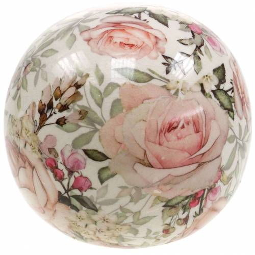 Floristik24 Decoratieve bol roos lichtroze aardewerk Ø9cm