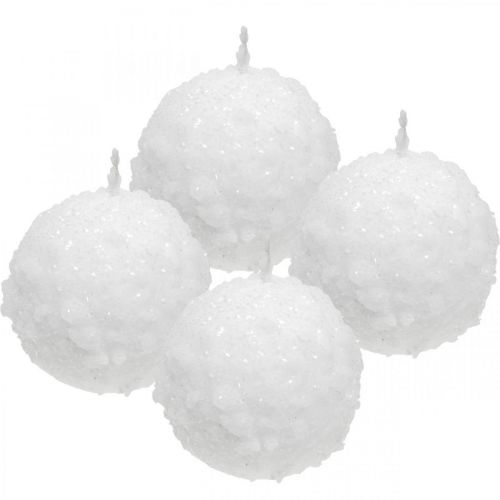 Floristik24 Adventskaarsen, bolkaarsen, sneeuwbalkaarsen 80mm 4 st