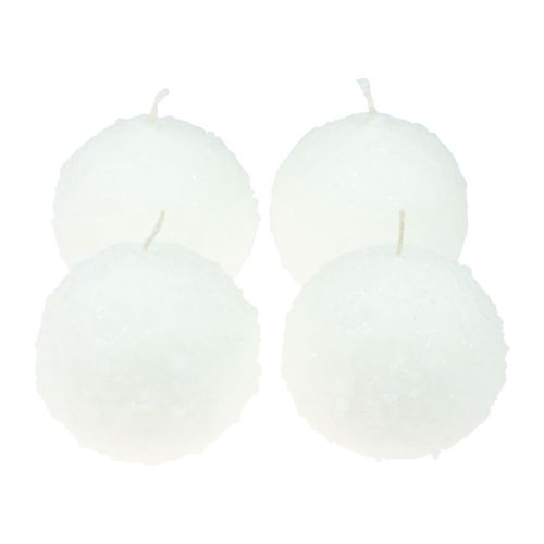 Artikel Bolkaarsen witte sneeuwbalkaarsen bolkaarsen Ø10cm 4 st