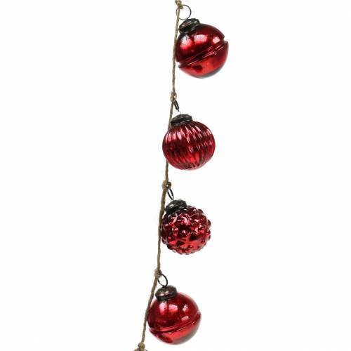 Floristik24 Kerstversieringsslinger kerstboomballen rood 120cm