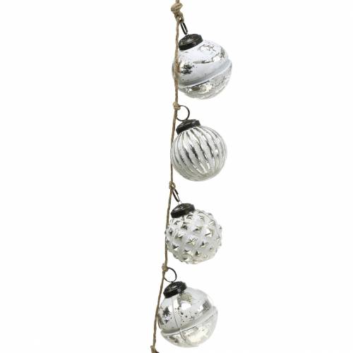 Floristik24 Kerstversieringsslinger kerstboomballen wit 120cm