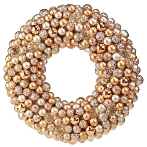 Bollenkrans Kerstkrans Goud Parel Helder Ø33cm