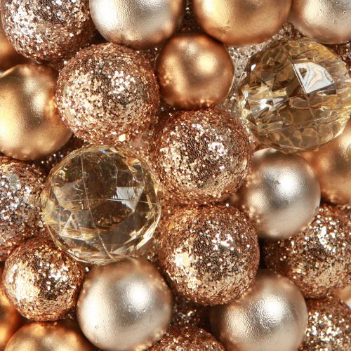 Floristik24 Bollenkrans Kerstkrans Goud Parel Helder Ø33cm