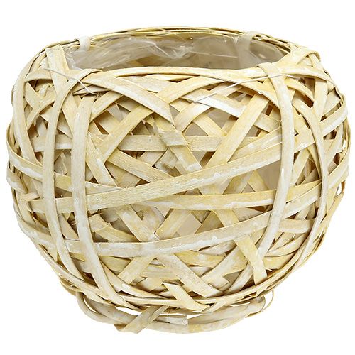 Floristik24 Ballenpot gemaakt van chip geel Ø23cm H19cm