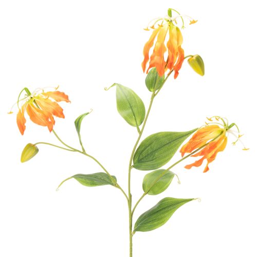 Kunstmatige Gloriosa oranje bloem met lange stelen voor vazen 80cm 3 stuks
