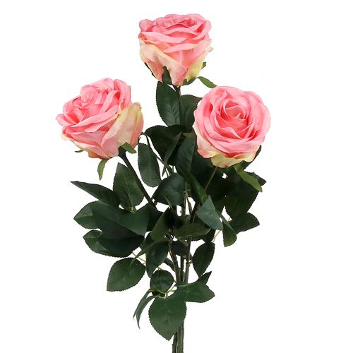 Floristik24 Kunstbloem roos gevuld roze Ø10cm L65cm 3st