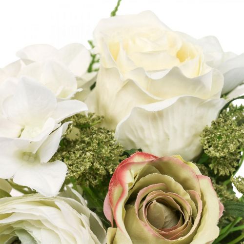 Floristik24 Kunstbloemen deco boeket rozen ranonkel hortensia H23cm