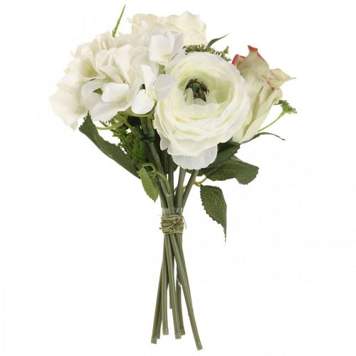 Floristik24 Kunstbloemen deco boeket rozen ranonkel hortensia H23cm