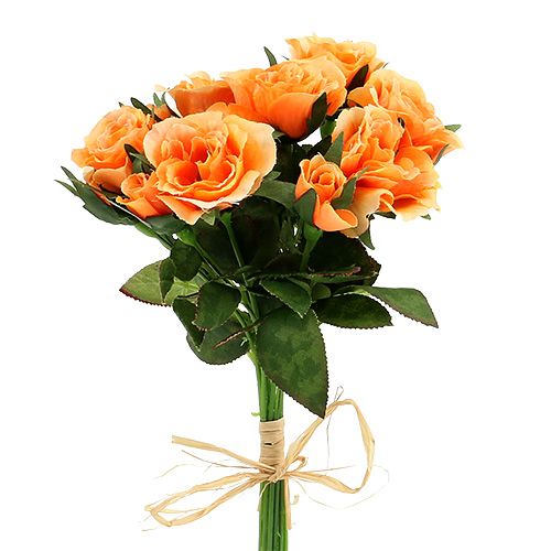 Floristik24 Kunstbloemen rozenboeket oranje L26cm 3st