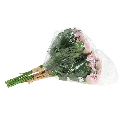 Floristik24 Kunstbloemen roos boeket roze L26cm 3st
