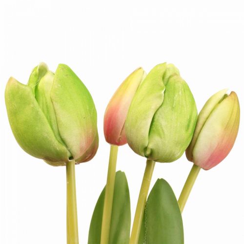 Artikel Kunstbloemen tulp groen, lentebloem 48cm bundel van 5
