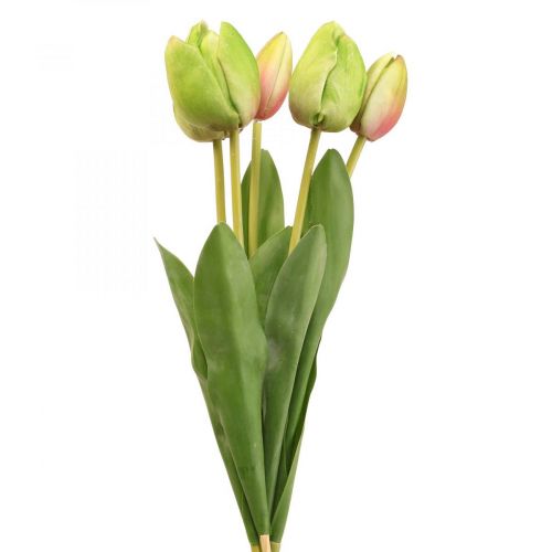 Kunstbloemen tulp groen, lentebloem 48cm bundel van 5