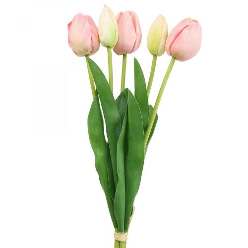 Artikel Kunstbloemen tulp roze, voorjaarsbloem 48cm bos van 5