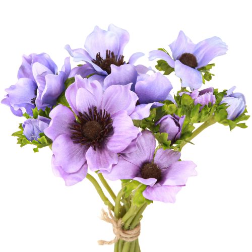 Artikel Kunstbloemboeket Anemoon Windflower Blauw Paars L28cm