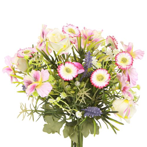 Floristik24 Kunstbloemboeket in crème roze paars groen Ø18cm H25cm