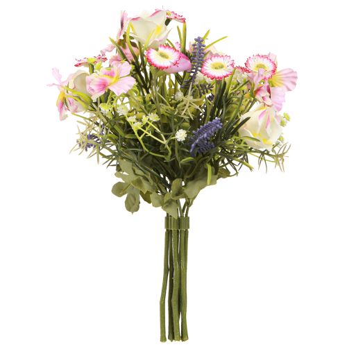 Artikel Kunstbloemboeket in crème roze paars groen Ø18cm H25cm