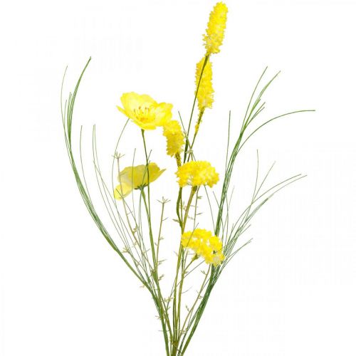 Floristik24 Boeket gele kunstbloemen, klaprozen en ranonkels in een bos, zijden bloemen, lentedecoratie L45cm