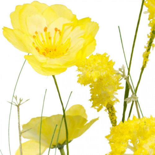 Floristik24 Boeket gele kunstbloemen, klaprozen en ranonkels in een bos, zijden bloemen, lentedecoratie L45cm