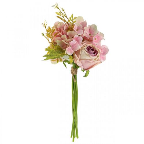 Floristik24 Kunstboeket, hortensiaboeket met rozen roze 32cm