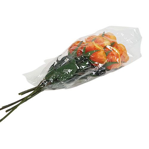 Floristik24 Kunstrozen gevuld oranje Ø6cm L37cm 6st