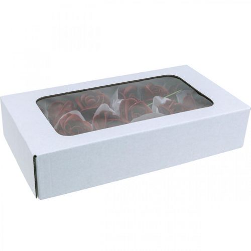 Kunstrozen Bordeaux waxrozen decoratieve rozen wax Ø6cm 18 st | Floristik24.nl